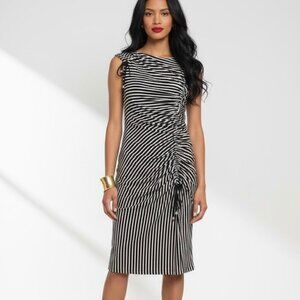 NWT Anthropologie Eva Franco Career Dress Sz.L Striped Ruching Cocktail Chic